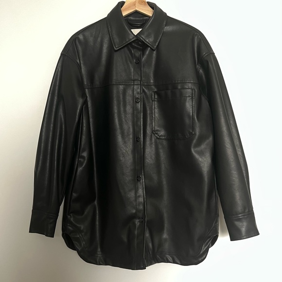 H&M | Faux Leather Shirt Jacket - Picture 2 of 9